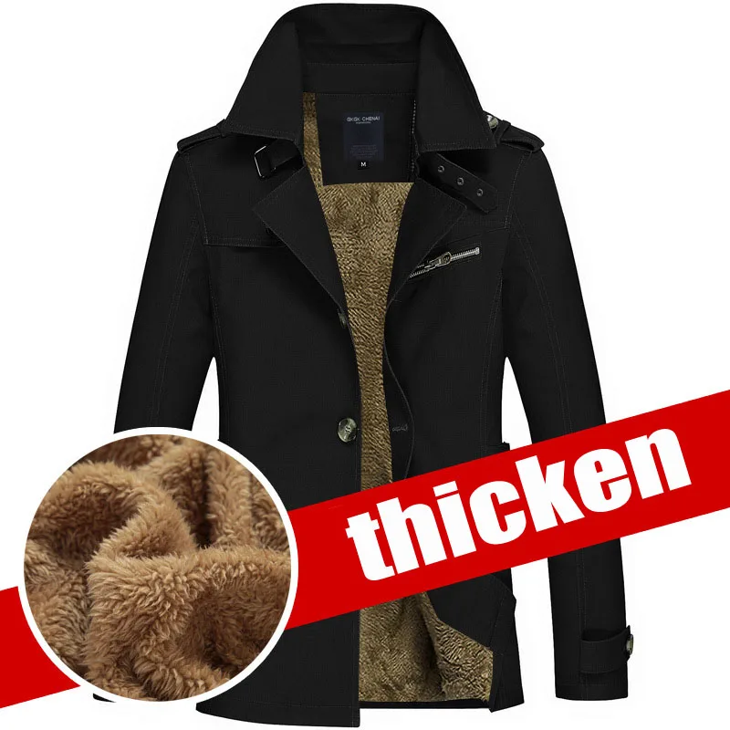 Brand Autumn Winter Thermal Thicken Wool Men's Casual Jacket Long Men's Cotton Windbreaker Men's Jacket Outerwear Long Coat 5XL