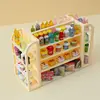 80PCS Mini Simulated Supermarket with Four-sided Shelves Children's Play House Doll House Decorations Snacks Beverages Toy Model 4