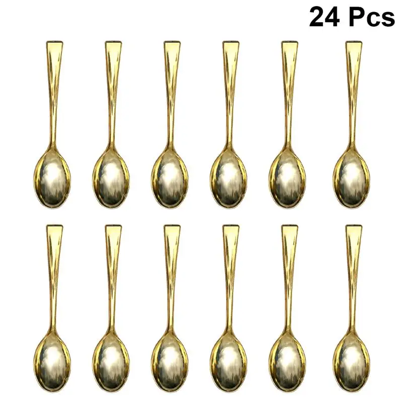 24pcs Plastic Disposable Mini Spoon Set for Party Dessert