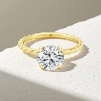 Classic Rope Round Solitaire 14K Yellow Gold Ring