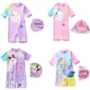 Happyflute New 7-24kg Boy&Girls' One-Piece Long Sleeve Pony Swimsuit Cute Baby Princess Swim Cloth For Summer 2