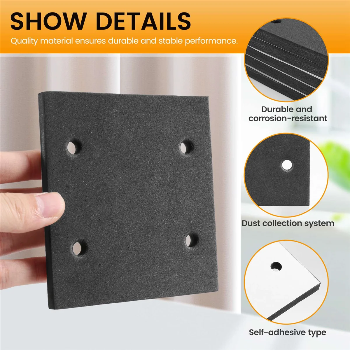 A64E 10 Pcs Self Adhesive Foam Part Sander Back Pad Sanding Mat for Makita 4510