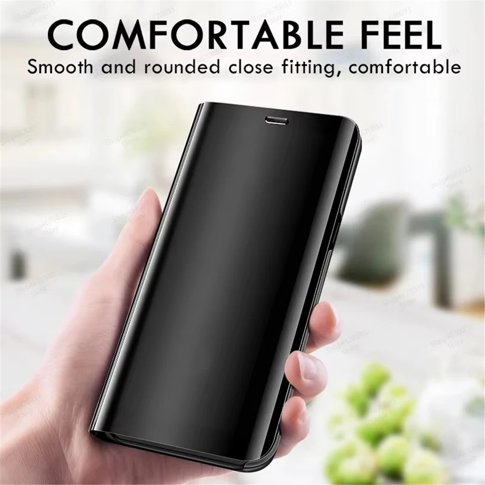 Luxury Mirror Flip Shockproof Leather Phone Case Cover