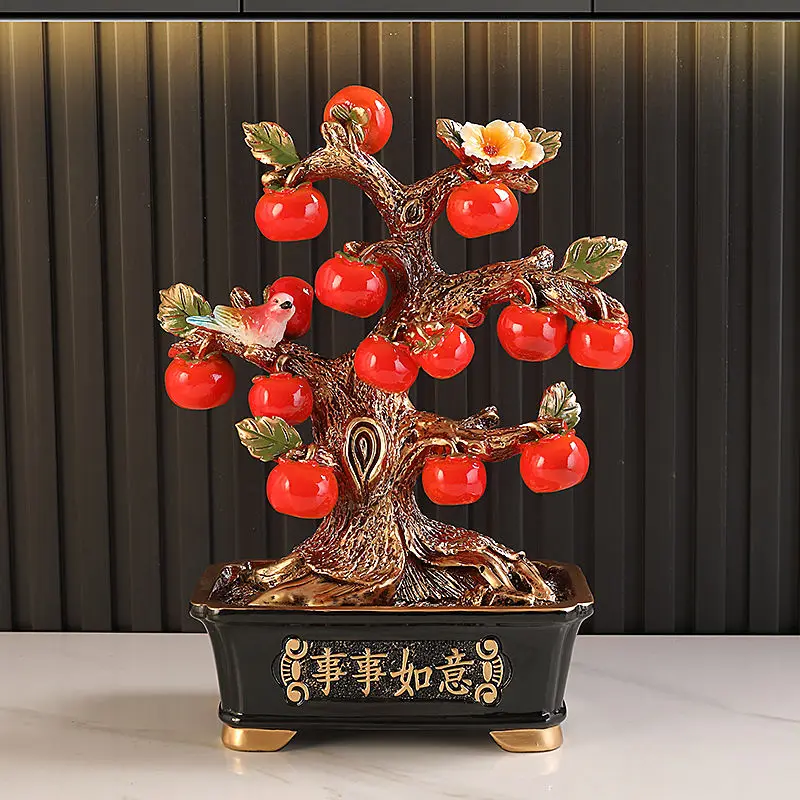 

Lucky Persimmon Ruyi Persimmon Resin Decorations Housewarming Gifts Foyer Living Room Furnishing Crafts Store Office Ornaments