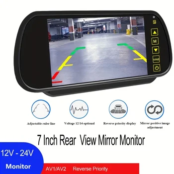 7In Car LCD Mirror Monitor schermo di parcheggio del veicolo 2 ingresso AV assistenza al Display automatico utilizzata per la telecamera di Backup della vista posteriore