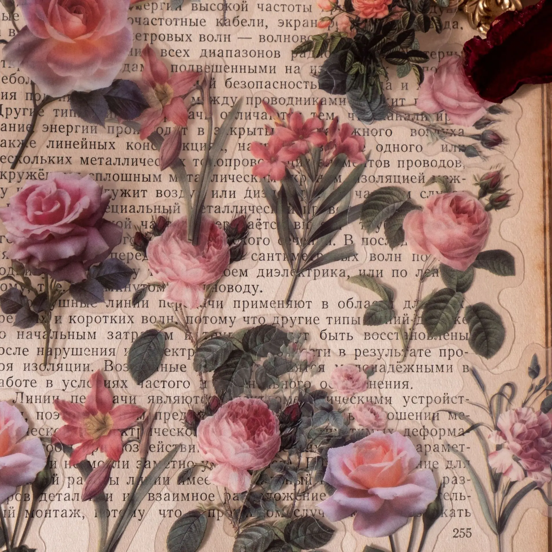 Card Lover 40 Pcs [Romantic Flower Sea Series] Vintage Journal Stickers Waterproof Paper Sticker Paper  Material Scrapbook Kit