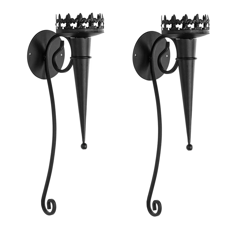 

New 2Pcs Wall Candle Holders Hanging Wall Candle Sconce Stand, Retro Wall Mounted Pillar Candlestick Holder For Home Decor