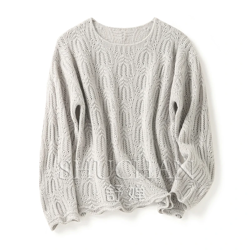 

Fashion Pure Cashmere Sweater Women 2023 New Winter Warm 350g Hollow Out Pull Long Poleras De Invierno Mujer