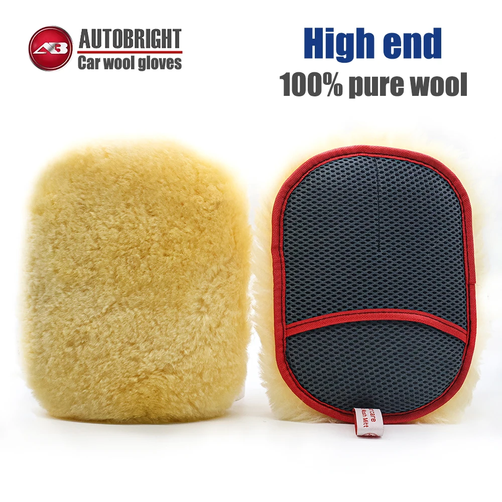 AUTOBRIGHT Pure Wool Car Wash Gloves Luxurious Softness Scratch-Free Durable High-Quality Mitt Professional Auto Care Tool car cleaning gloves