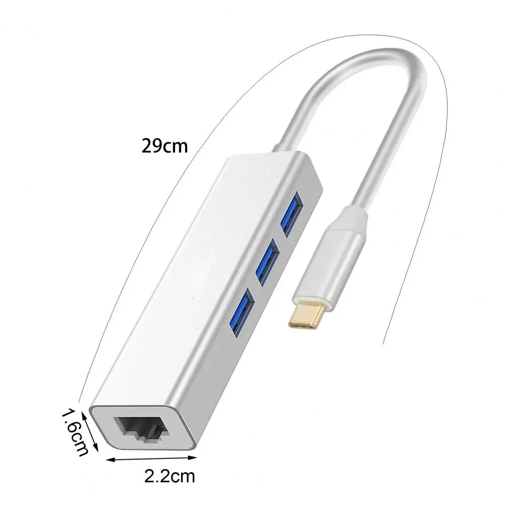 Computer Hub Ethernet LAN Network Adapter 1000Mbps Fast Transfer  Multifunctional Multiport Data Transmission 4 in 1 USB3.0