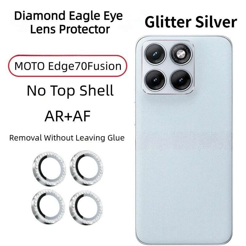 Luxury Diamond Glitter HD Glass Lens Protector with Metal Ring