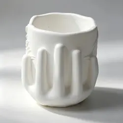 Sleek White Ceramic Planter Pot - Stylish Desk & Home Decor Container (White)