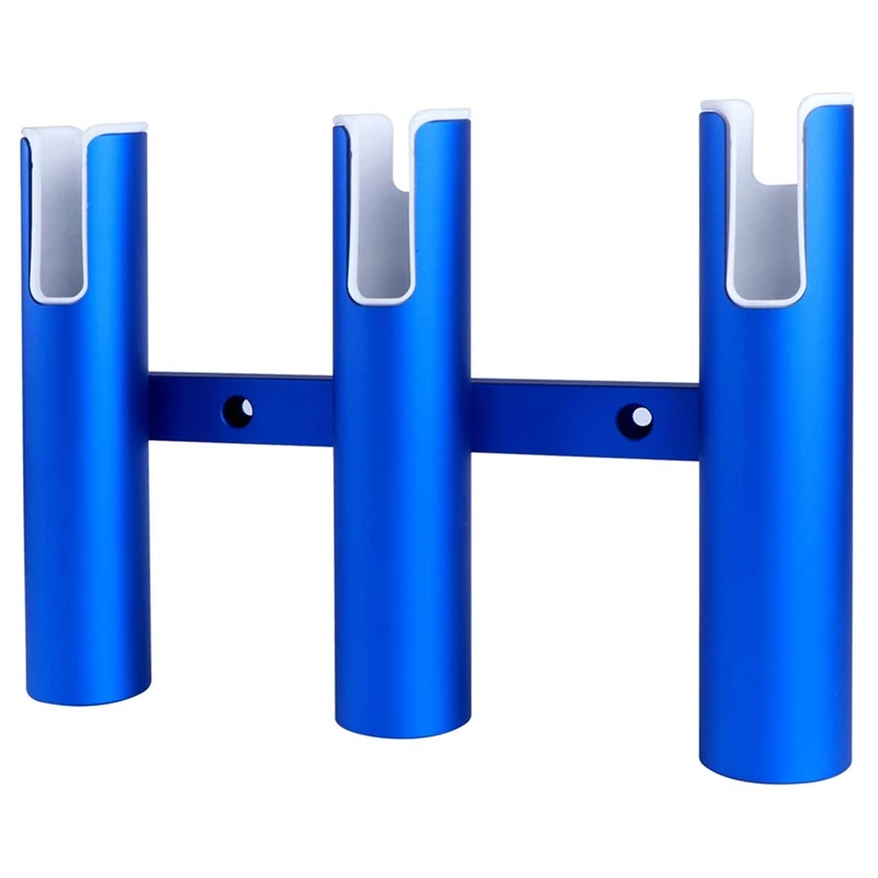 

Blue Aluminium Fishing Rod Holder 3 Tubes Linked 3 Rod Rack For Marine Yacht Boat Truck RV