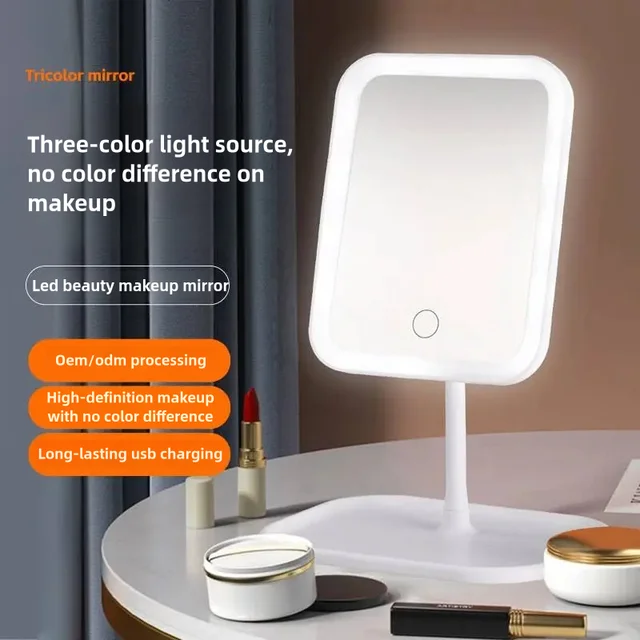 Illuminez votre beauté: Miroir cosmétique LED avec fonctions intensité variable, rotation et mémoire, miroir cosmétique USB avec monoch 1