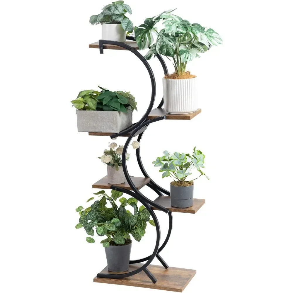 Plant Stand Indoor 6-Tier wrought iron Plant Stand Green Indoor Plant Stand Tiered Use Office Home Decor 2