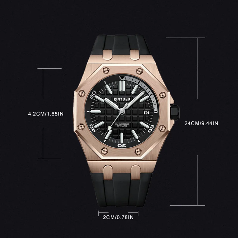 Kinyued Men 30m Waterproof Watches Mens Mechanical Automatic Date Display Analog Watch For Man Waterproof Bracelet Wristwatches