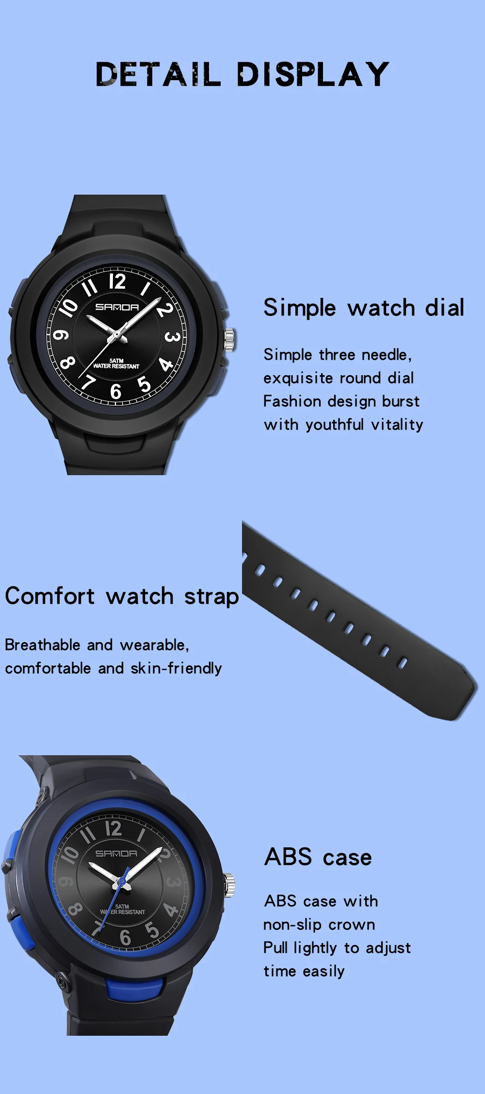 SANDA 2024 New Fashion Trend Ladies Watch Sports 50M Waterproof Wrist Watch Ladies Watch Casual Clock Relogio Feminino 6095 3