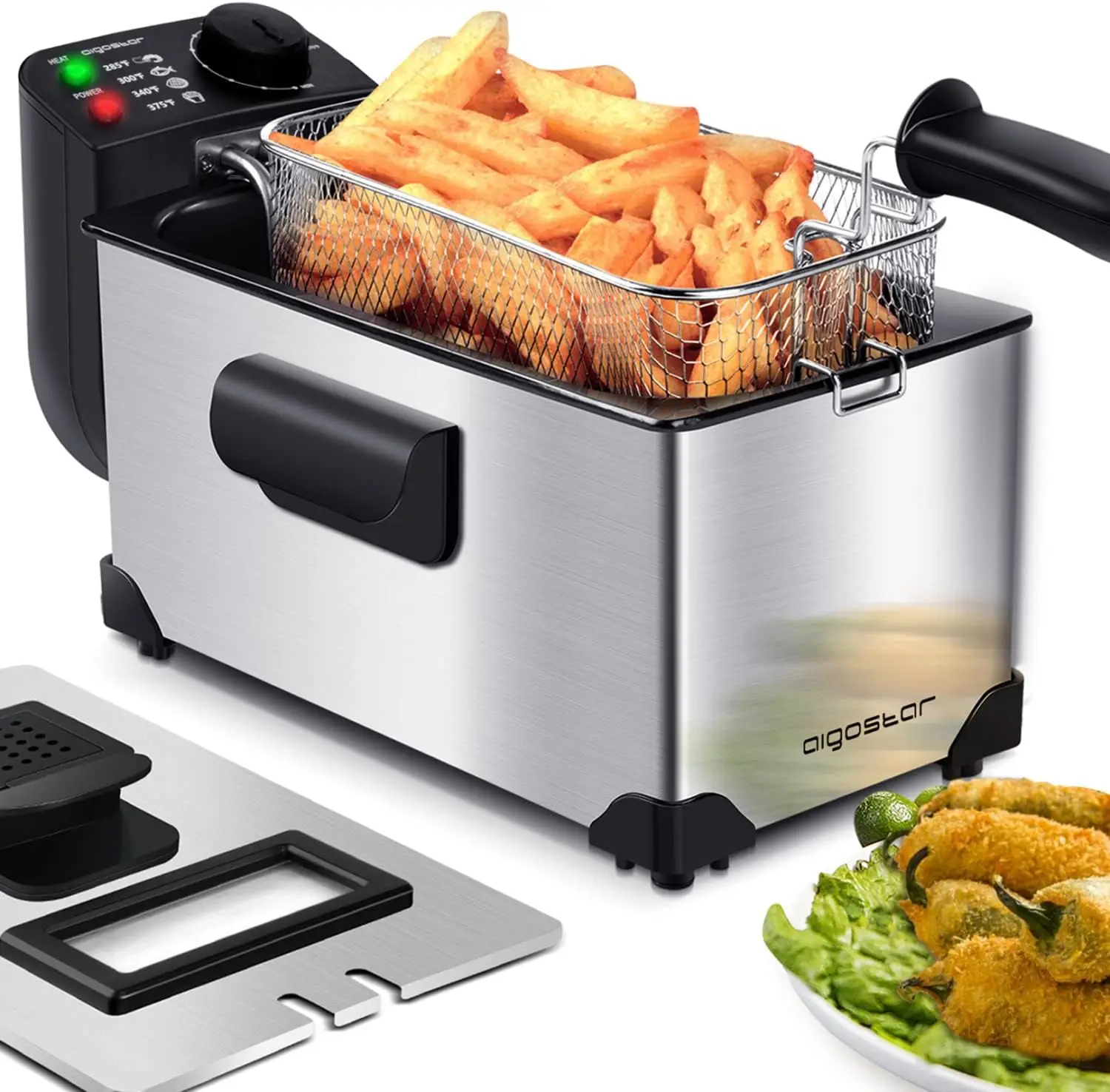 Deep Fryer, Electric Deep Fat Fryers with Baskets, 3 Liters Capacity Oil Frying Pot with View Window, ETL Certificated,