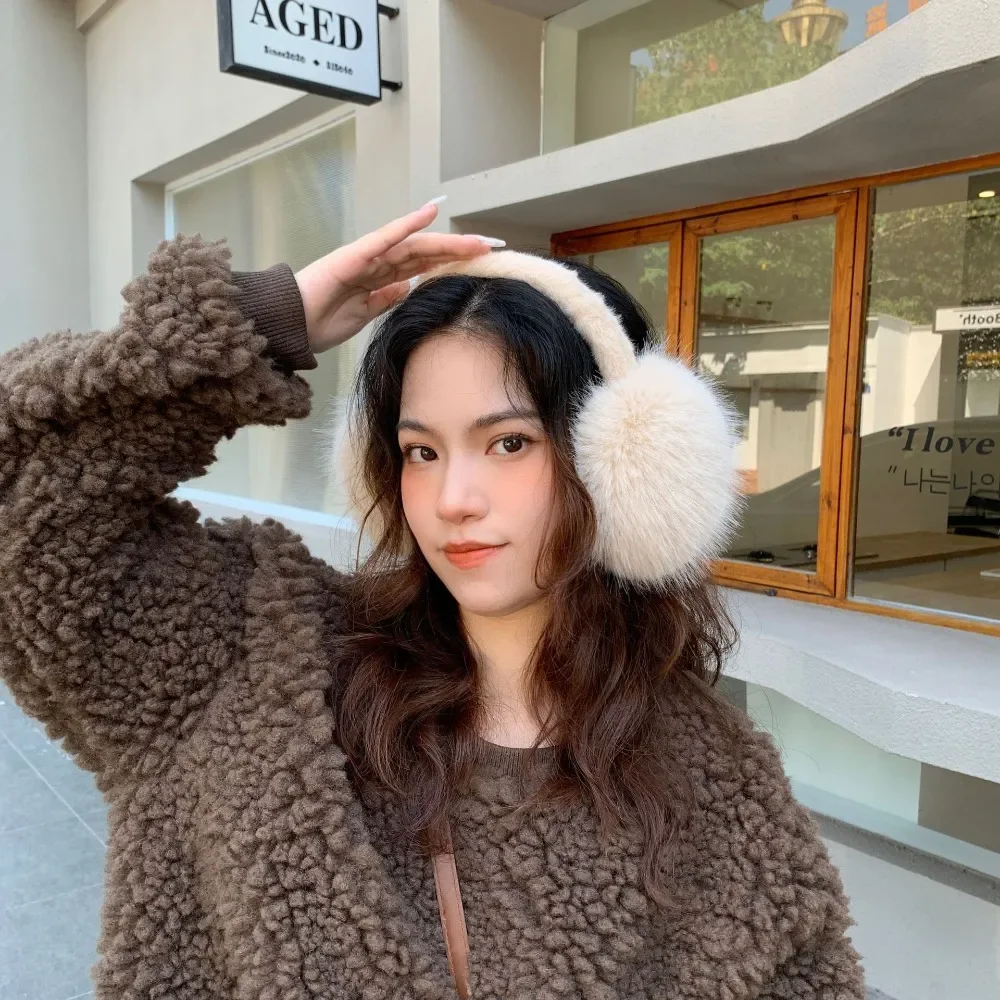 Real Fox Fur Soft Plush Ear Warmer Female Winter Warm Ear Muffs Men Scalable Korean Ears Cover warm earmuffs,fur earmuffs