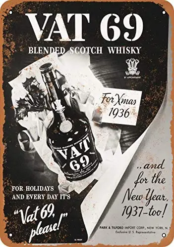 

8x12 Inch 1936 Vat 69 Scotch Whiskey Vintage Look Metal Sign Wall Sign 20x30 cm