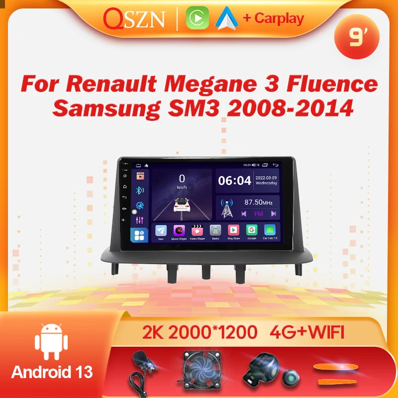 

Автомагнитола 9 дюймов, Android 13, для Renault Megane 3 FluenceSamsung SM3 2008-2014, 2din, мультимедийный видеоплеер, GPS-навигация, 4G Carplay