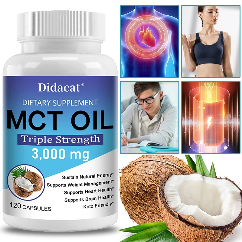 MCT Oil Capsules 3000 Mg-for Skin Care, Weight Management, Immune Support, Brain and Brain Health