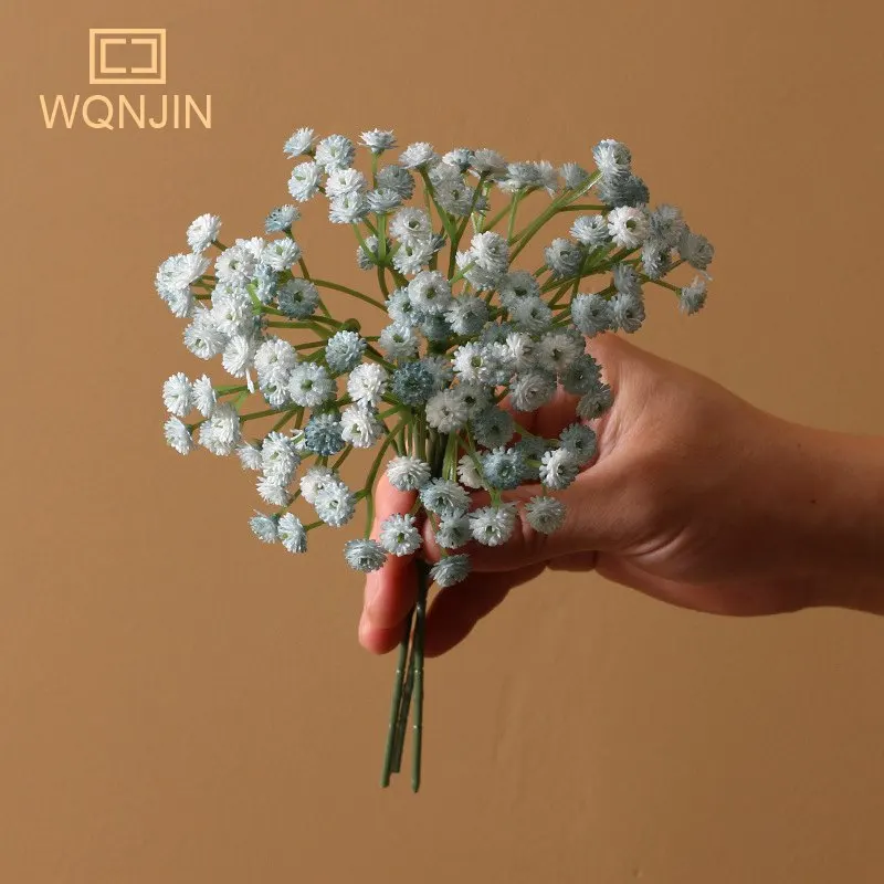 WQNJIN 인공 Gypsophila 호흡 결혼식 작은 신선한 인공 꽃 가짜 꽃 꽃꽂이 홈 인테리어