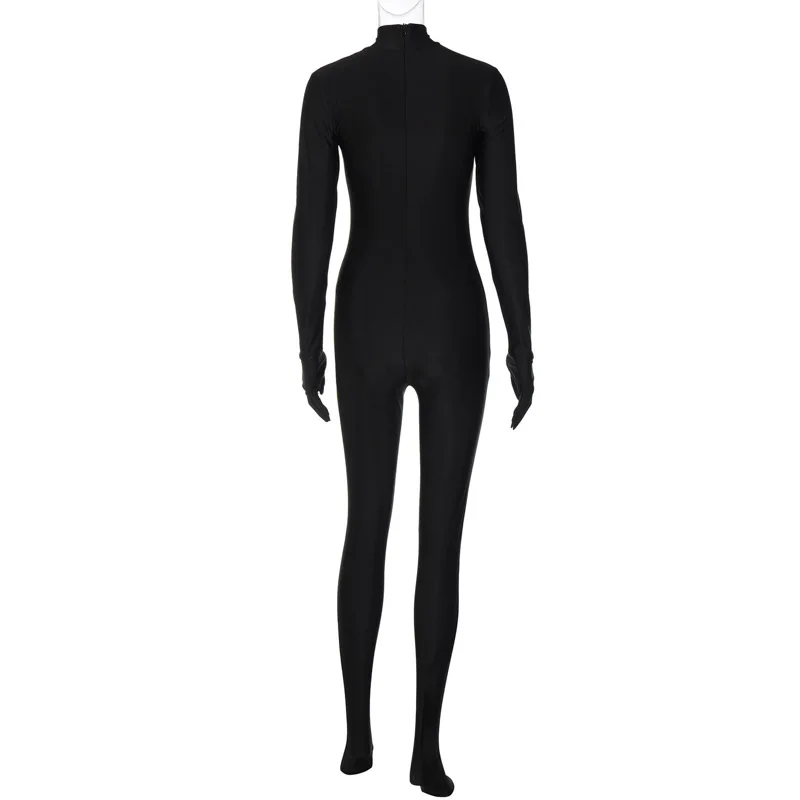 BKLD Clothes For Women 2022 Autumn New Fashion Streetwear Slim Back Zipper Solid Color Long Sleeve Jumpsuit Black One Pieces