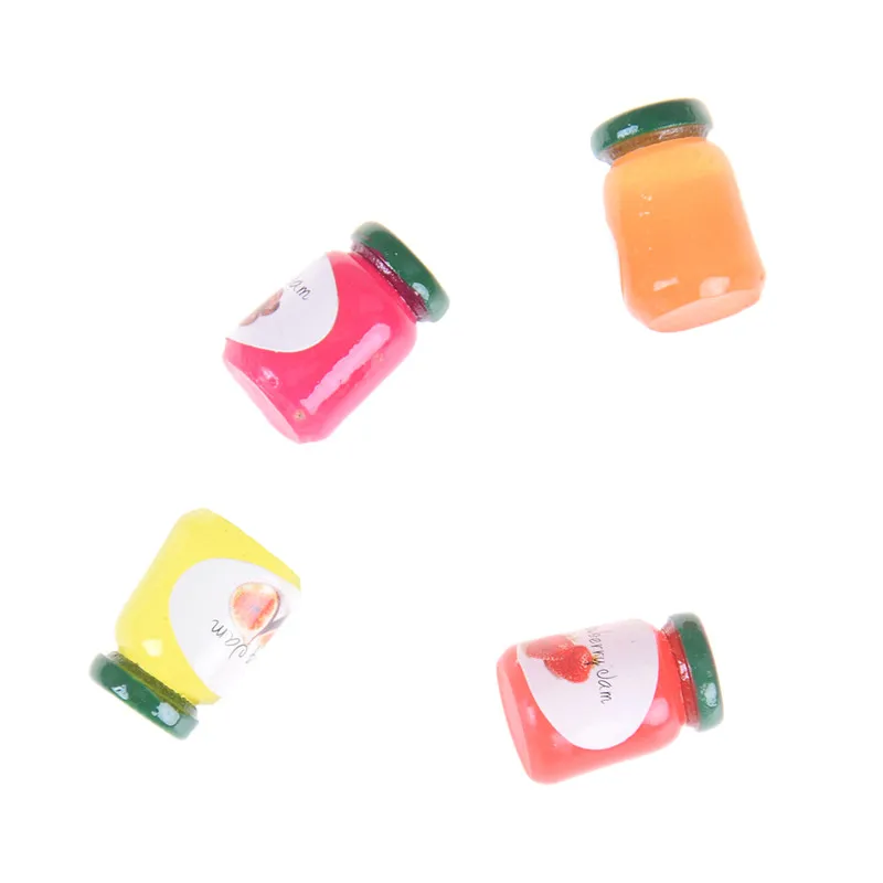 4Pcs 1:12 Dollhouse Miniatures Jams Bottles Model Kicthen Food Accessories For Doll House Decor Kids Pretend Play Toys Gift 5
