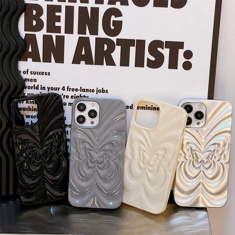 Plating 3D Butterfly Bumpy Texture Case for iPhone