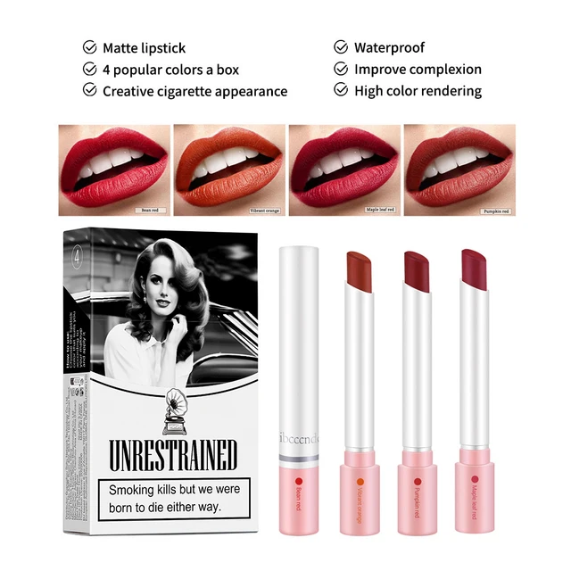 Matte Lipstick Lip Tint Set 4 Colors Waterproof Long Lasting Non-transfer Smooth Highly Pigmented Velvet Lip Sticks Makeup