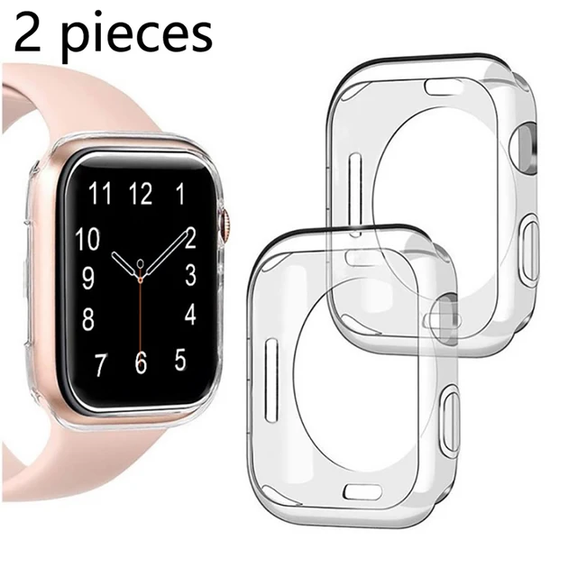 2 housses pour Apple Watch 44MM 40MM 45MM 41MM 49MM 3842mm, étui de protection d'écran creux en TPU souple et transparent pour iWatch 9876se 5ultra 12 1