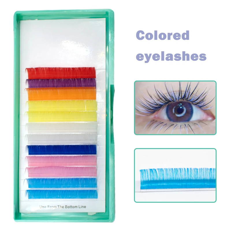 12 Colors Rainbow Classic Volume Eyelashes Extension Fluffy Russian Volume False Lashes Colored Handmade Eyelash