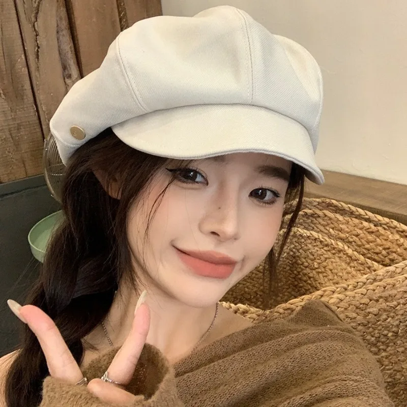영국 스타일 베레모 용수철, 심플한 팔각형 모자, 스트릿 뉴스보이 모자, 일본 패션, 여름 신상