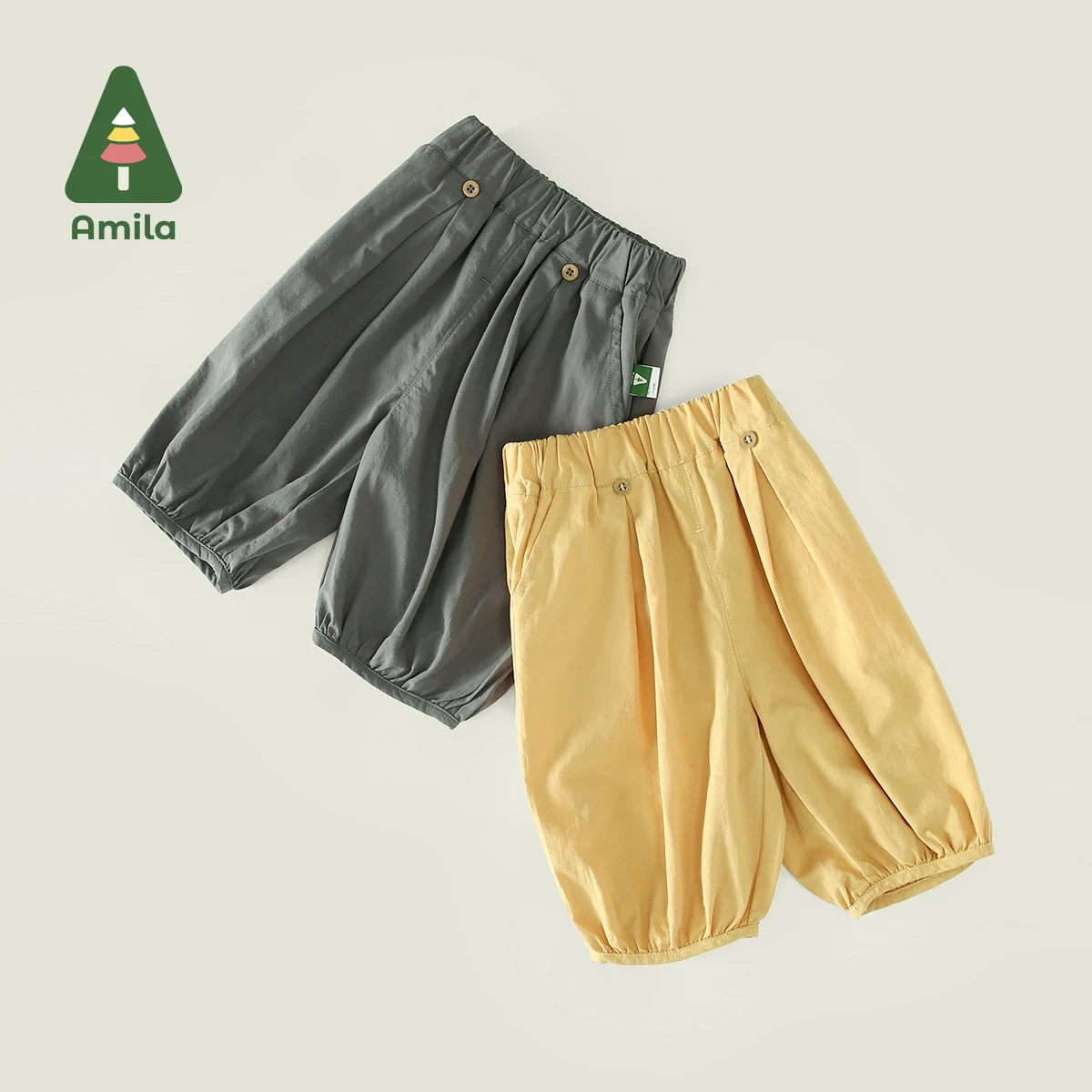 Amila Summer New Boys Bottom solid Color Cotton High Quality Lloose Comfortable Quarter Pants 0-6Y