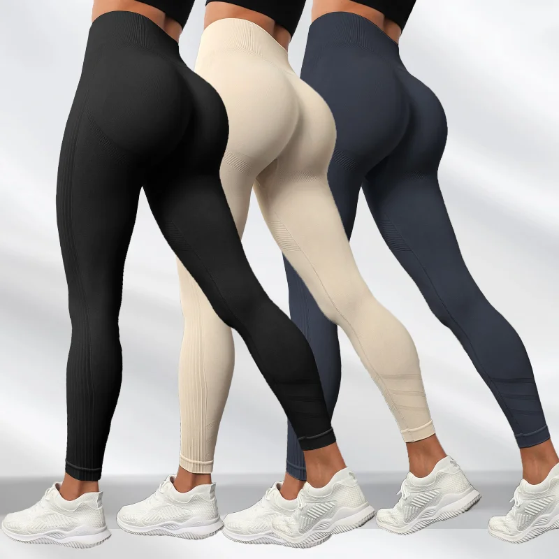 

2024 body-building pants hip-lifting yoga pants seamlessly knitted tight high-waisted breathable exercise pants for womengym