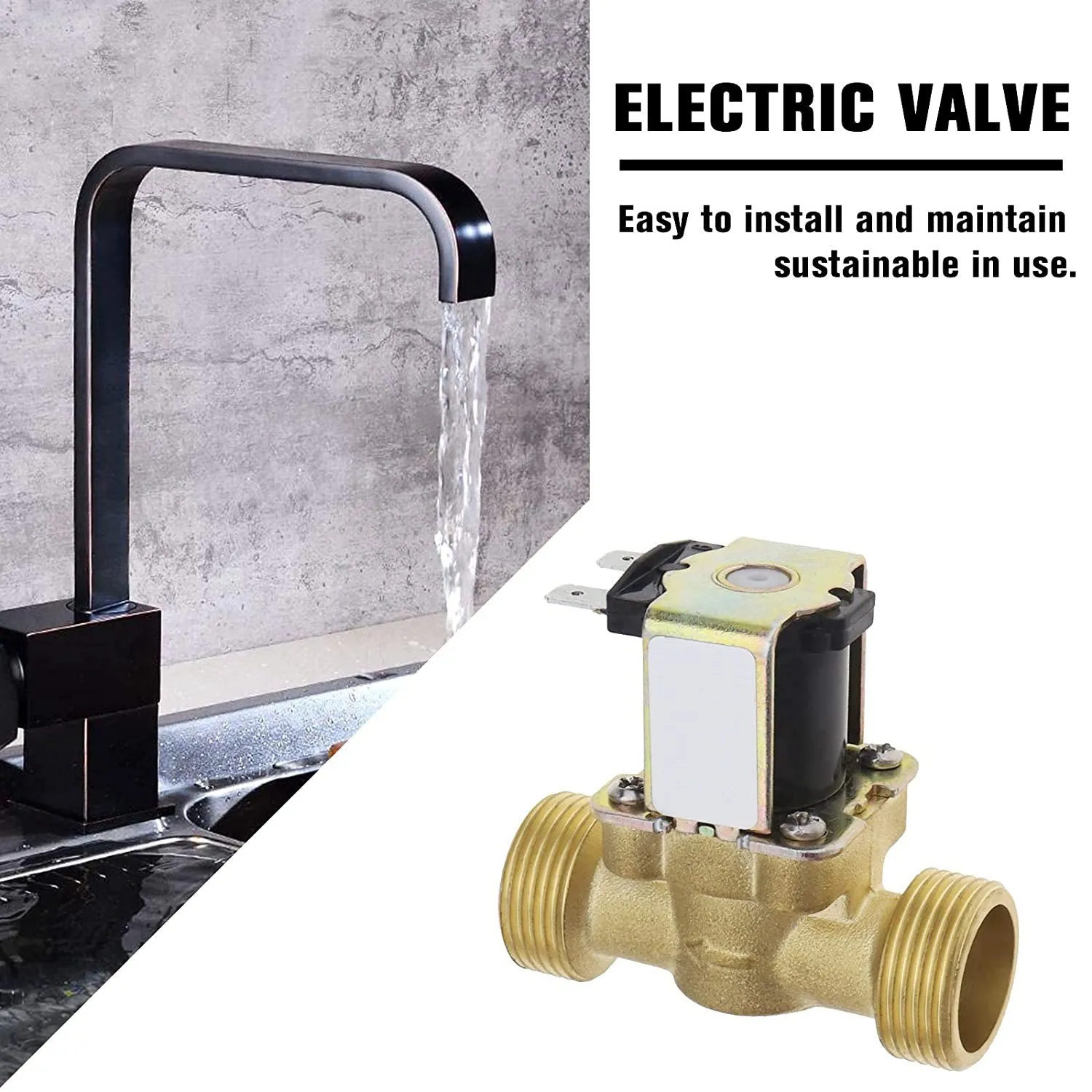 

Water Valve Switch G3/4 Inch Brass Solenoid Valve AC220V for Water Heater