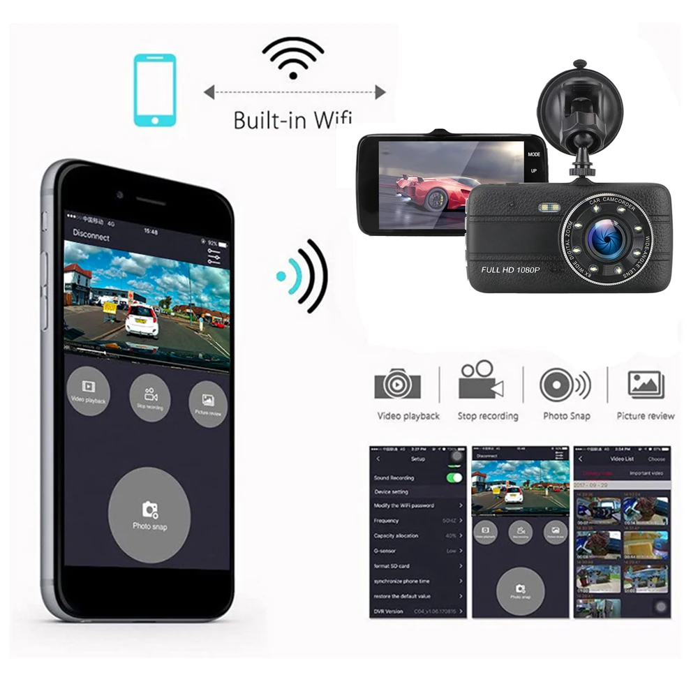 Dash Cam Front and Rear Camera WiFi GPS 1080P Car DVR Auto Drive Video  Recorder Dashcam Night Vision Parking Monitor Black Box - AliExpress