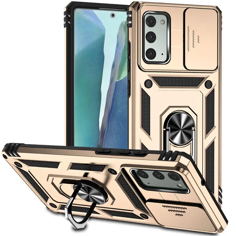 Galaxy Note 20 Custodia con anello magnetico girevole a 360° Supporto per fotocamera Scivolare Protezione TPU Bumper Silicone Custodia protettiva per Samsung Galaxy Note 20 5G Rosa