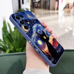 Celestial Star Cat Phone Case Cover for Galaxy S22 (Light Blue)