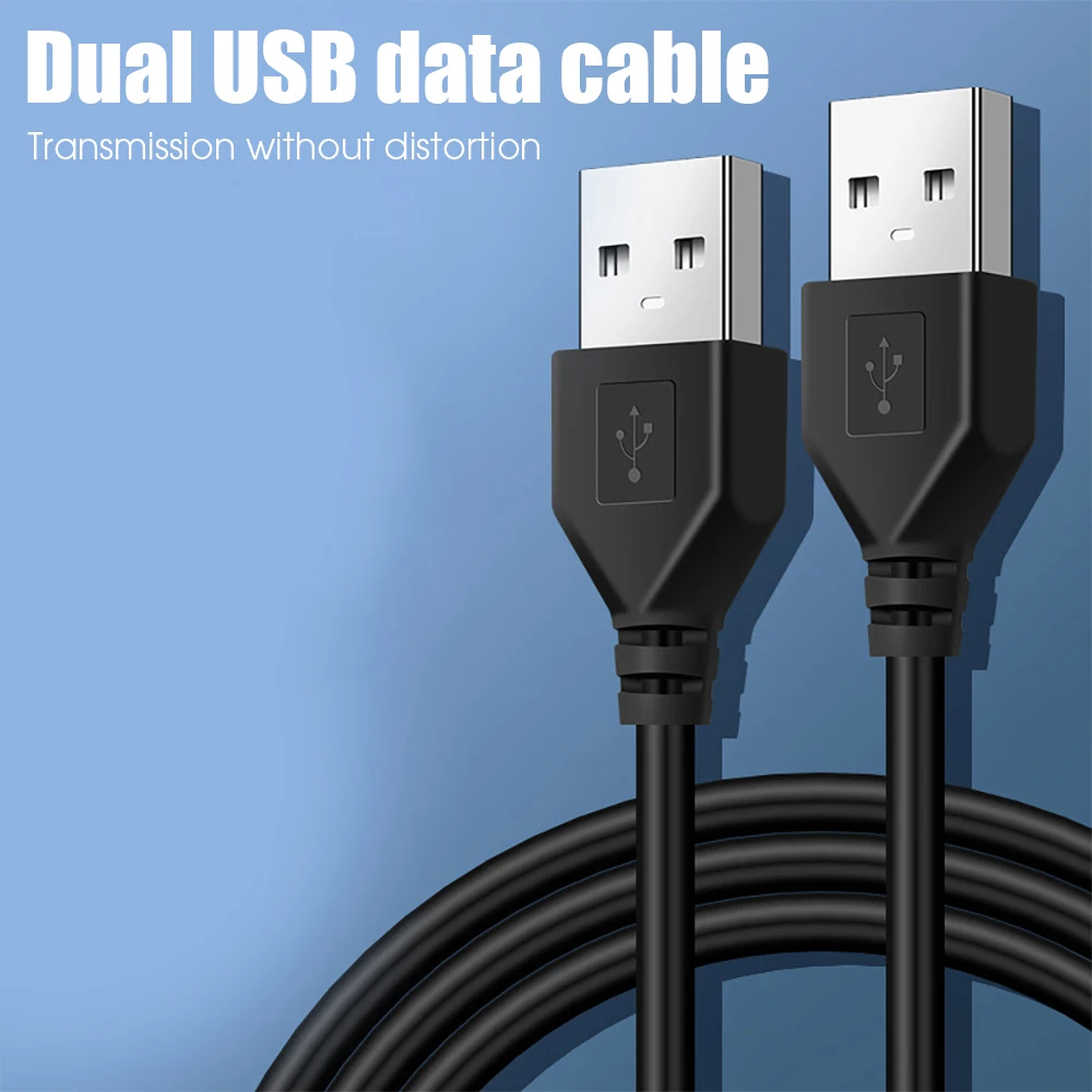 High-Speed USB 2.0 A Male to Male Data Sync and Charging Cable - Black