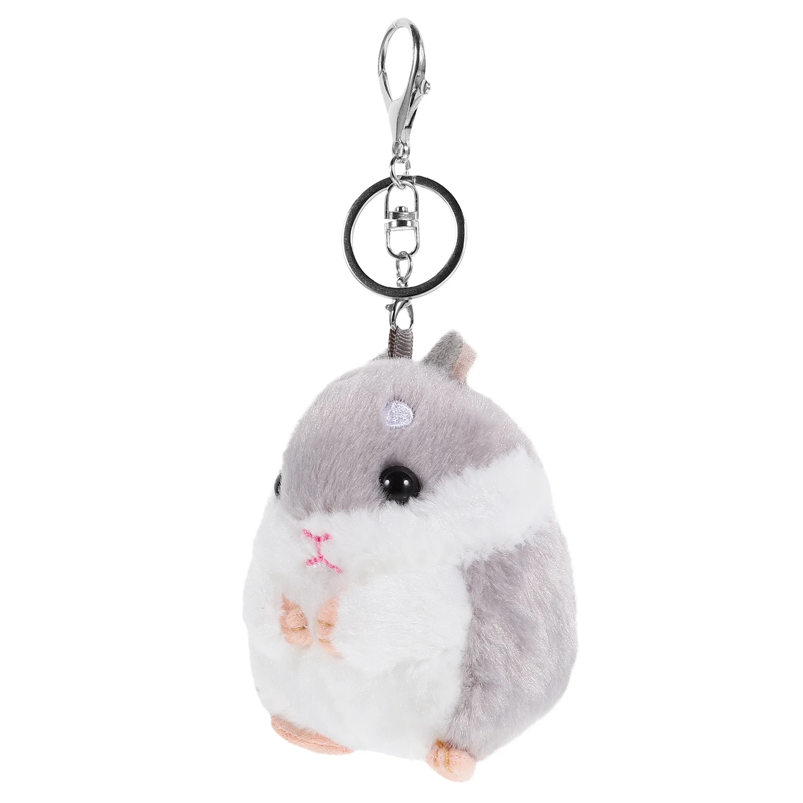 

Plush Keychain Stuffdd Keyring: Plush Grey Hamster Hanging Ornament for Keychain Keyring Purse Wallet Handbag Backpack Decor