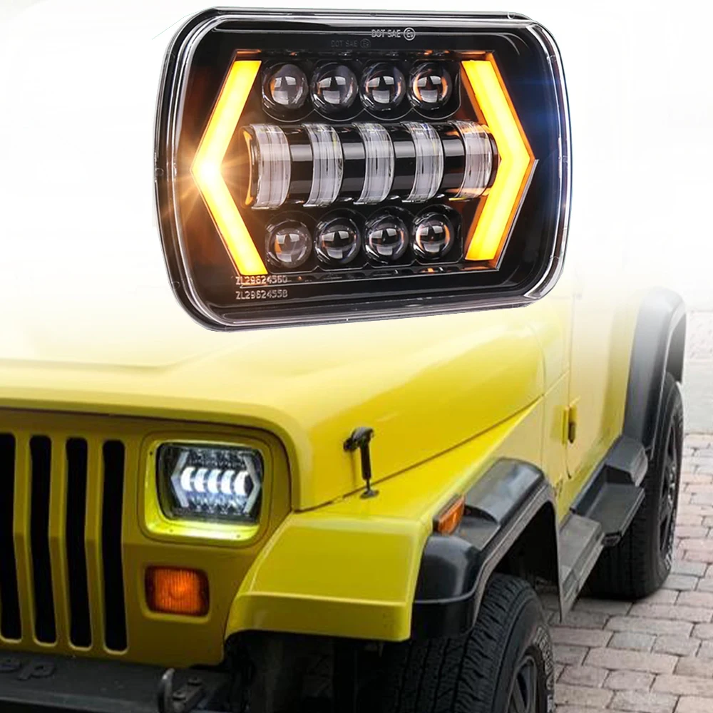 

5x7 Inch Headlamp 1Pcs Replaces H6054 H5054 H6054LL 69822 Fit Trucks Wrangler XJ YJ Sedans GMC