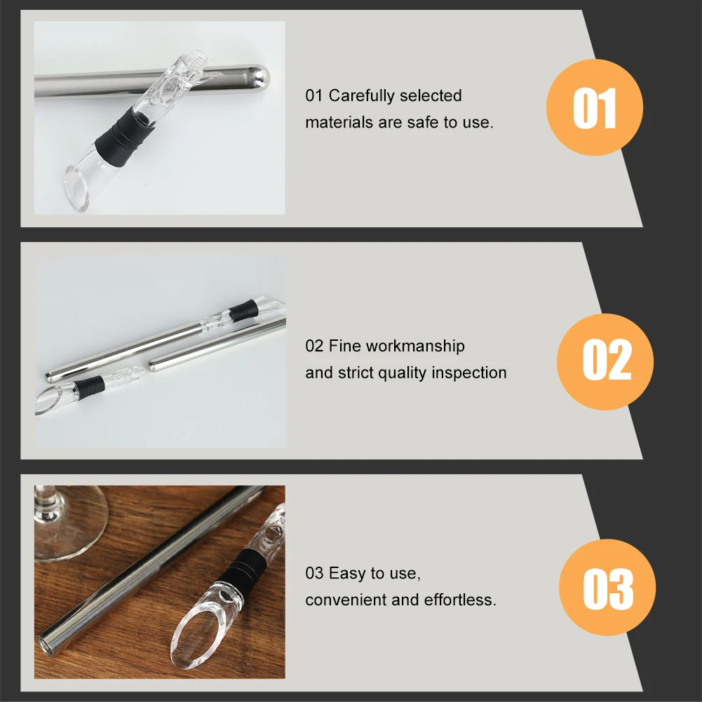 Wine Chiller Stick 3 In 1 Wine Cooler Stainless Steel Chiller Bar with Pourer Aerator Iceless Chilling Rod Gift