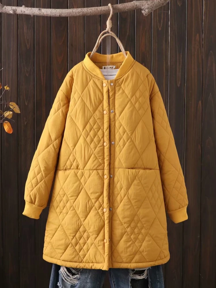Tanie 2023 moda zimowa nowe płaszcze kurtka demi-season dla kobiet żółte