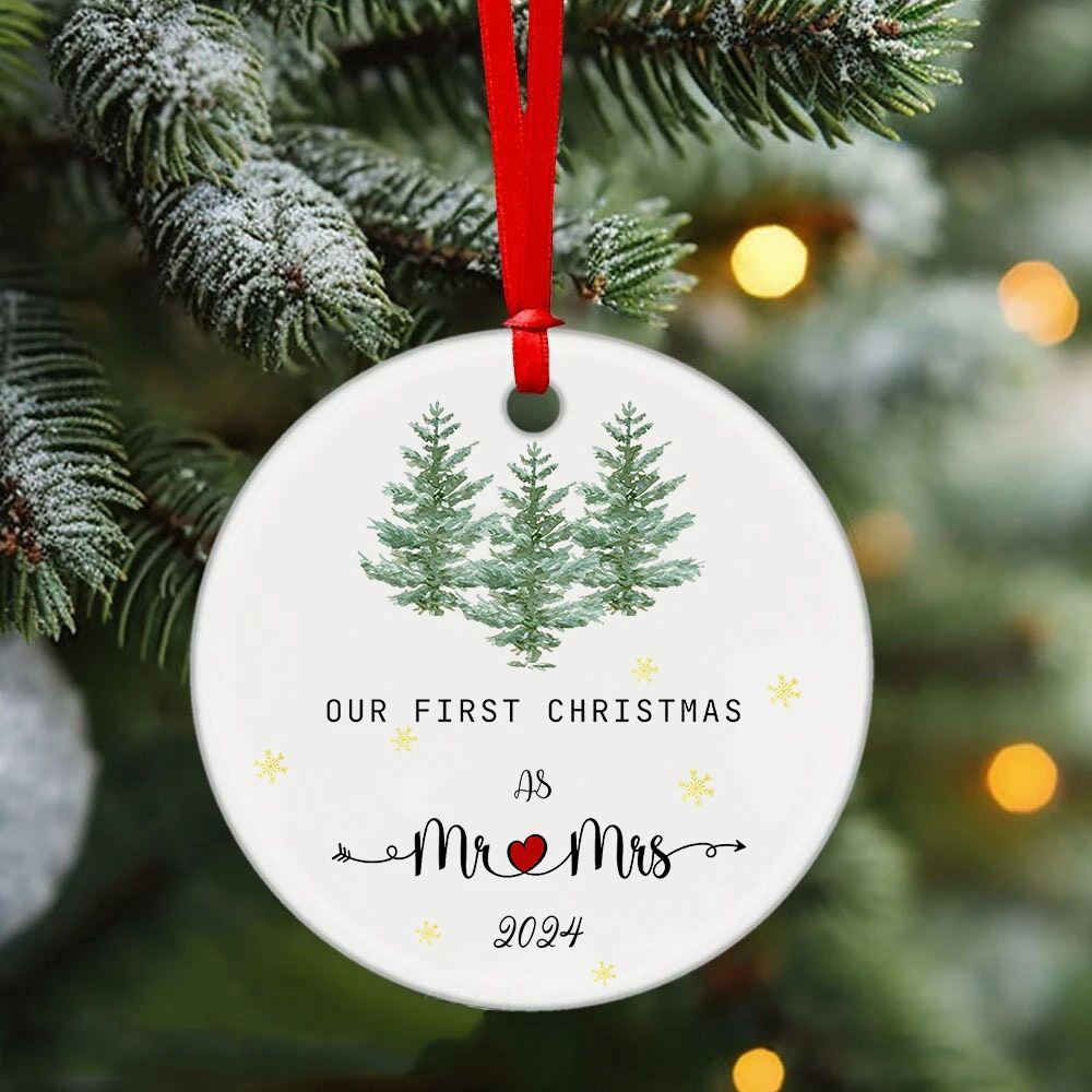 Christmas Decorations Wedding Gifts for Couple Our First Christmas Married Ornament First Christmas As Mr and Mrs Married Ornament