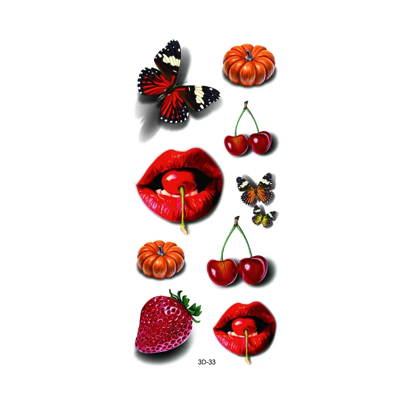 37 Stile 3D Temporäre Tattoos Aufkleber Schleife Schmetterling Rose Blume Flash Tattoo Feder Früchte Tiere Fake Tatoo Frauen – Detail 33
