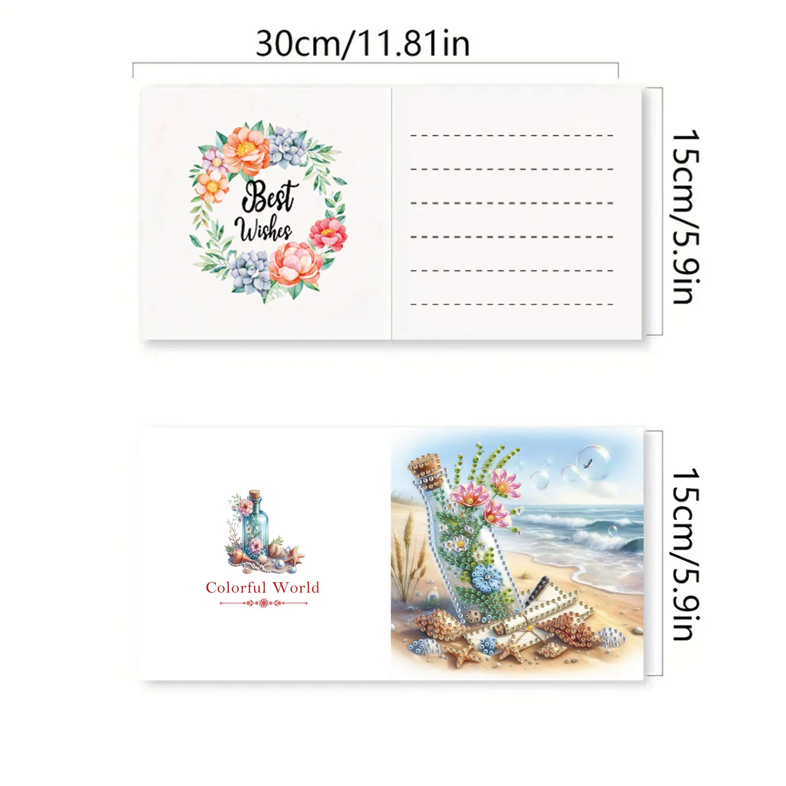 6-Piece DIY Diamond Painting Kit Sea Theme Greeting Card Blessings and Wishes Irregular Shape Diamonds Paper Material diamond painting painting set