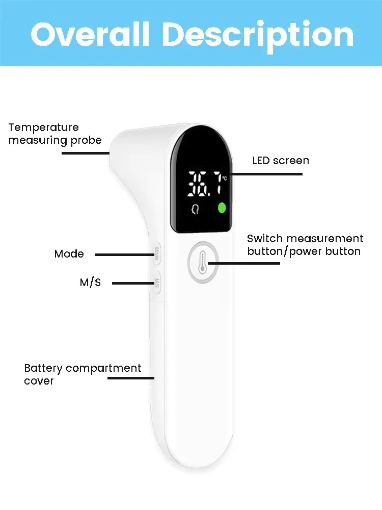 Digital Contactless Ear Infrared Thermometer Electronic Term&oacute;metro Infrarojo Baby Adult Fever Outdoor Home Body Thermometer