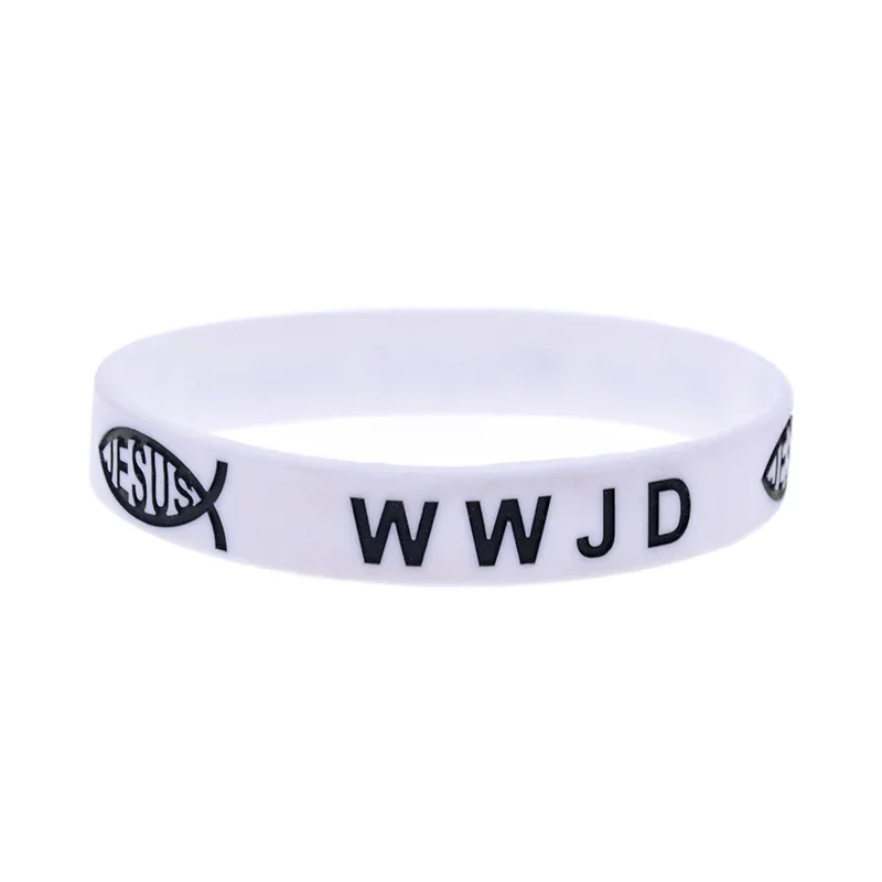 PC What Would Jesus Do WWJD Silicone Rubber Bracelet 1/2 Inch